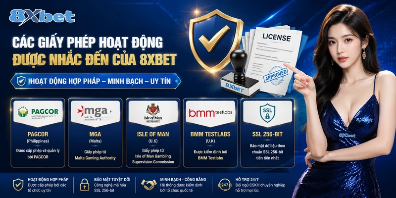 các giấy phép hiện có tại 8xbet